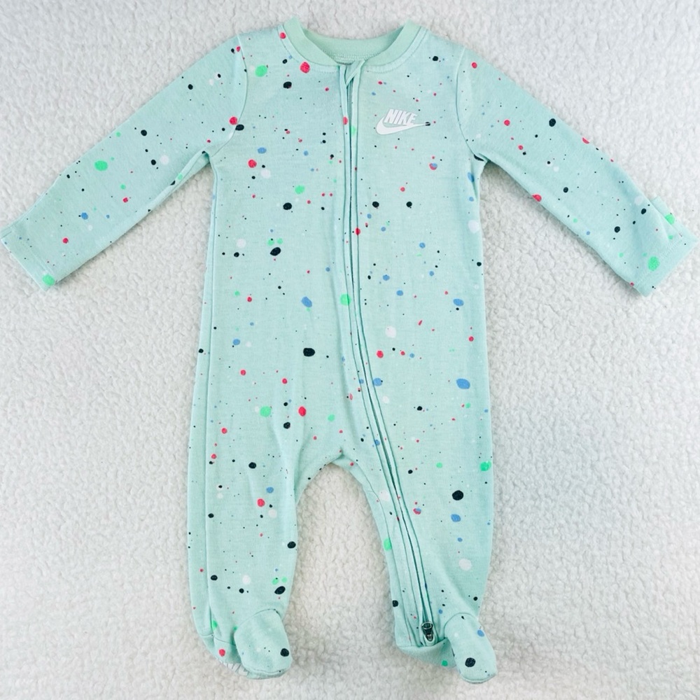 NIKE • Mint/Multi Dotted Sleeper Footie Pajamas, 6M - Picture 8 of 15